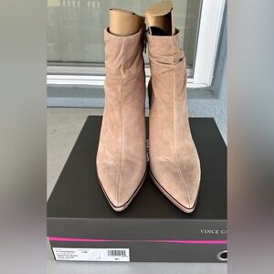 Vince Camuto Truffle Suede 4 Inch Heel Side Zip Boot Size 11